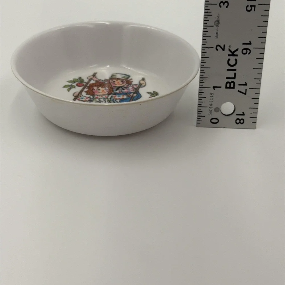Vintage 1969 Oneida Deluxe Raggedy‎ Ann and Andy Melamine Bowl 3258 White 4.5in